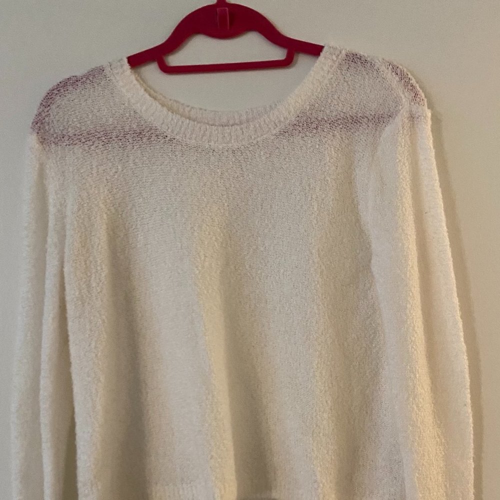 BP Nordstrom White Fuzzy Teddy Bear Sweater